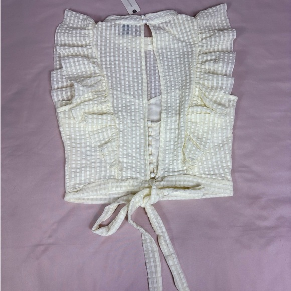 Anthropologie Cream Ruffle Blouse - Picture 3 of 8